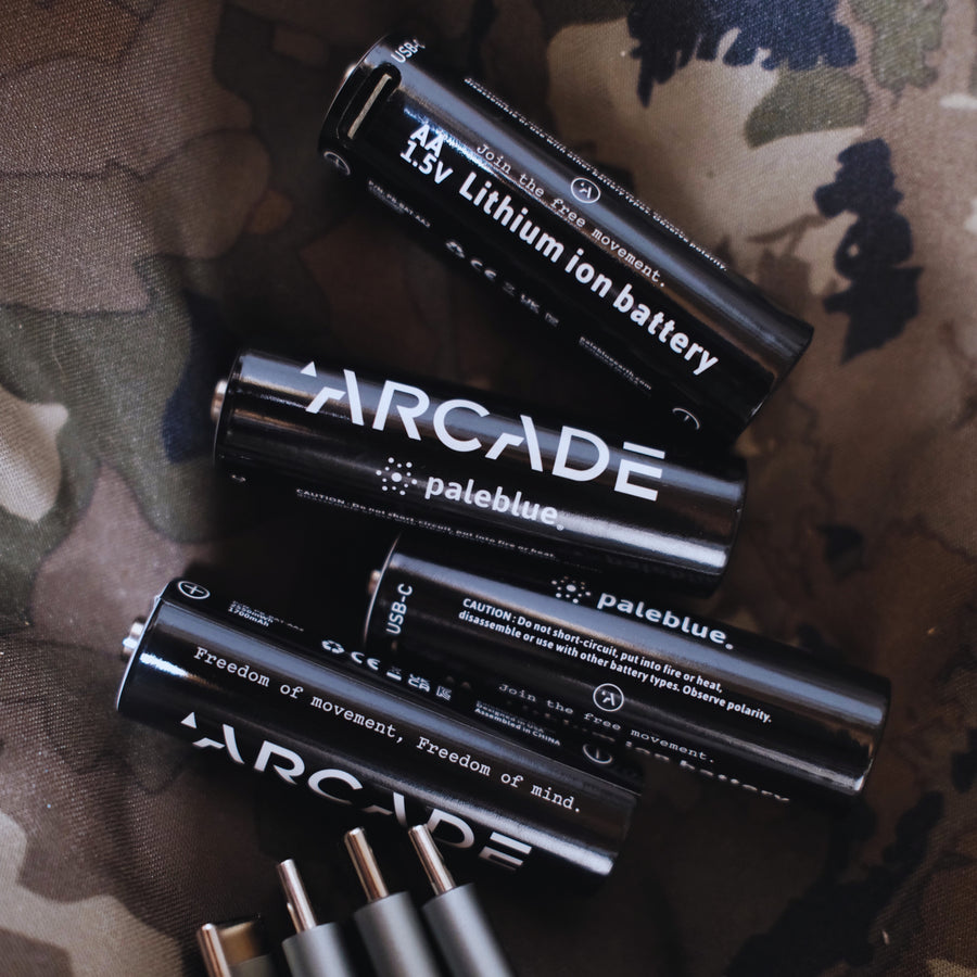 Paleblue x Arcade AA USB-C Rechargeable Batteries