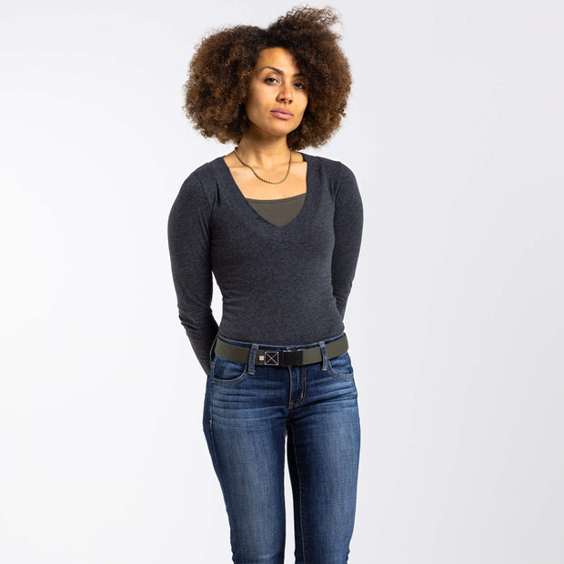 Ridge A2 Slim Stretch Belt - Ivy Green/Oat